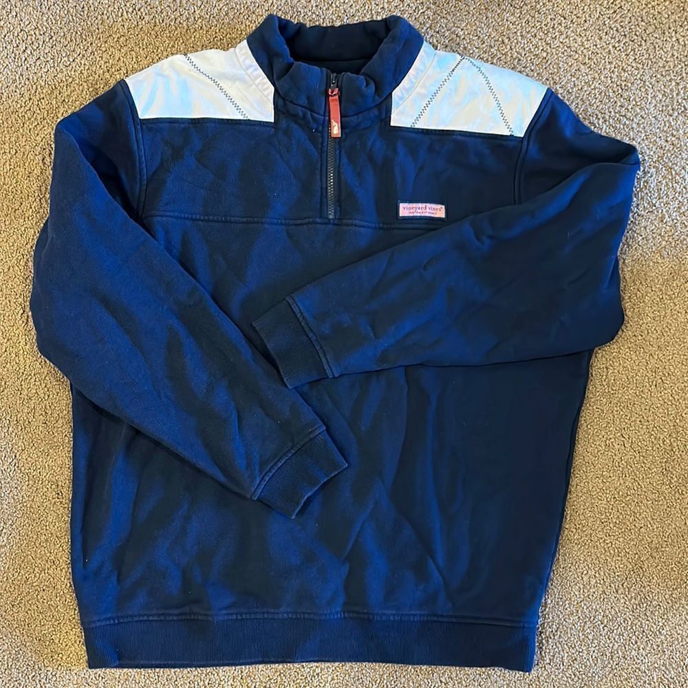 Vineyard Vines Men’s Navy Blue & White 1/4 Zip Pullover Sweatshirt